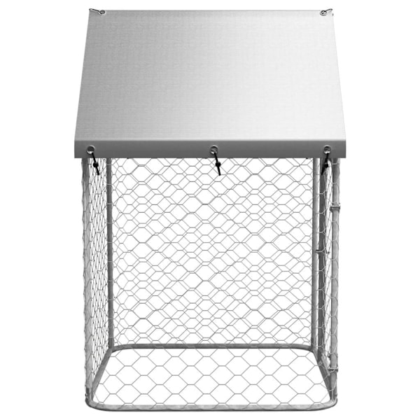 vidaXL Hundgård med tak för utomhusbruk 100x100x150 cm Silver