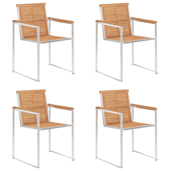 vidaXL Trädgårdsstolar med dynor 4 st massiv teak grå