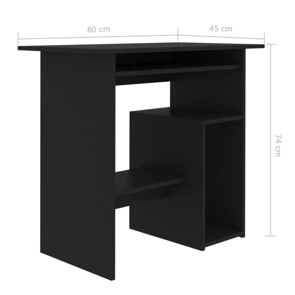 vidaXL Skrivbord svart 80x45x74 cm spånskiva Svart