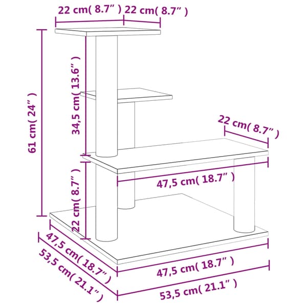 vidaXL Klösträd med sisalpelare ljusgrå 61 cm Grå