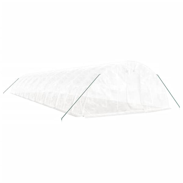 vidaXL Växthus med stålram vit 90 m² 18x5x2,3 m Vit