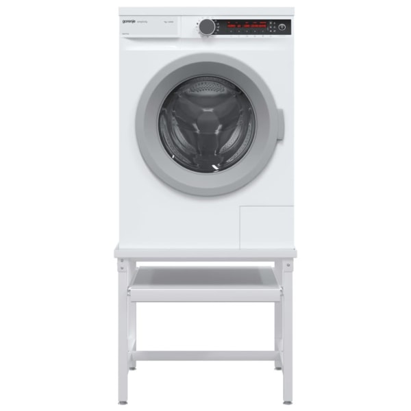 vidaXL Sockel för tvättmaskin med utdragbar hylla vit