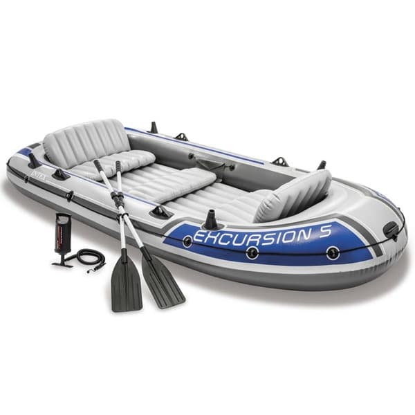 INTEX Excursion 5 Set med uppblåsbar båt med pump och åror 68325NP Silver