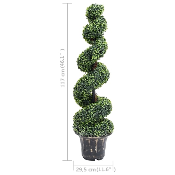 vidaXL Konstväxt buxbomar spiral med kruka 117 cm grön Grön