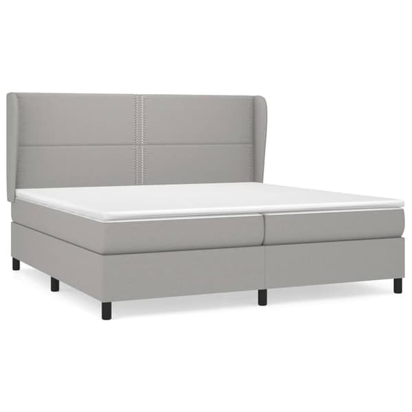 vidaXL Ramsäng med madrass ljusgrå 200x200 cm tyg Grå