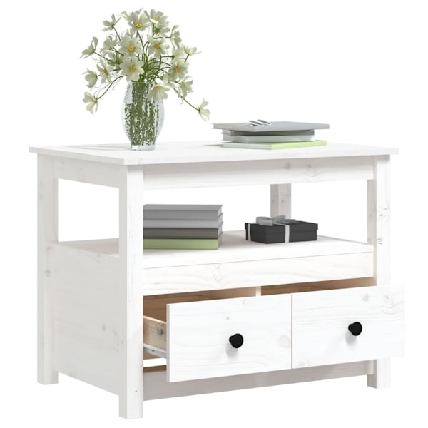 vidaXL Soffbord vit 71x49x55 cm massiv furu Vit