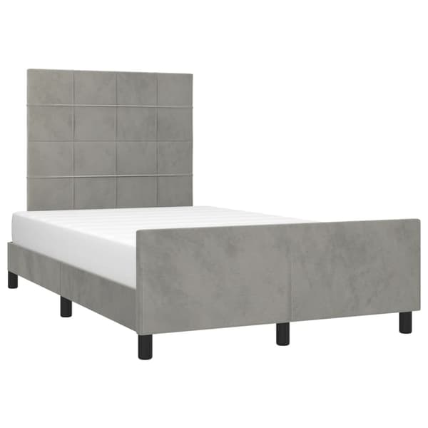 vidaXL sängram med madrass ljusgrå 120x190 cm sammet Grå