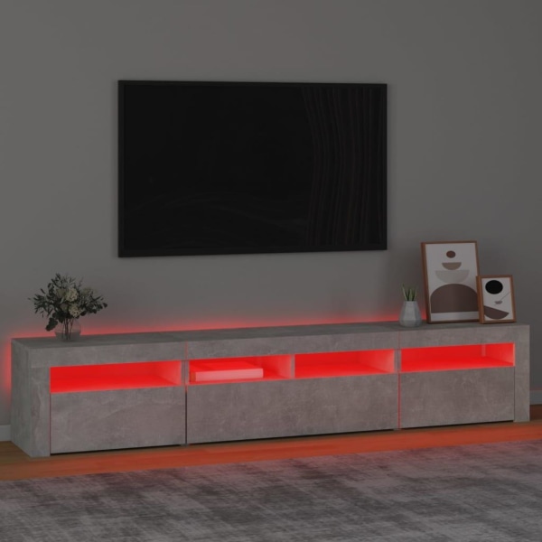 vidaXL Tv-bänk med LED-belysning betonggrå 210x35x40 cm Grå