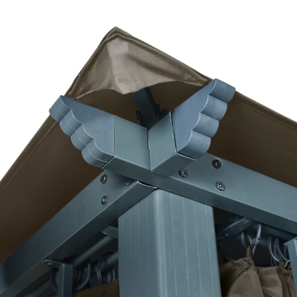 vidaXL Paviljong med gardin & ljusslinga LED 4x3m taupe aluminium Taupe