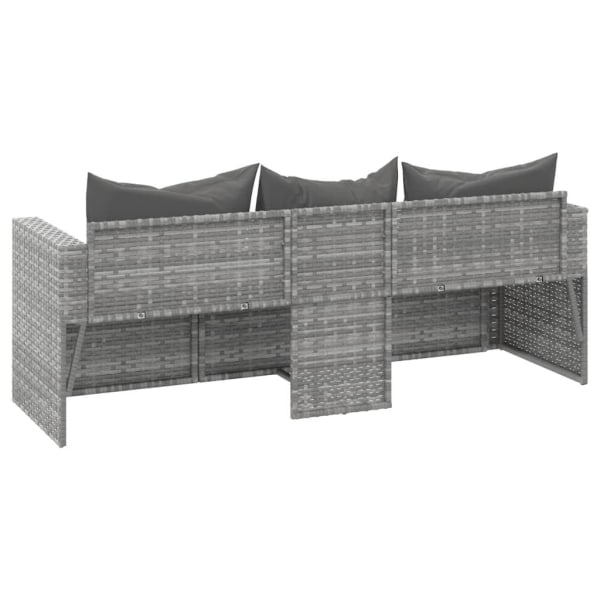 vidaXL Loungesoffa 3-sits med dynor grå konstrotting Grå