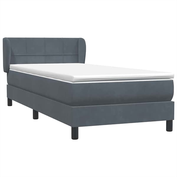 vidaXL Ramsäng med madrass mörkgrå 80x210 cm sammet Grå