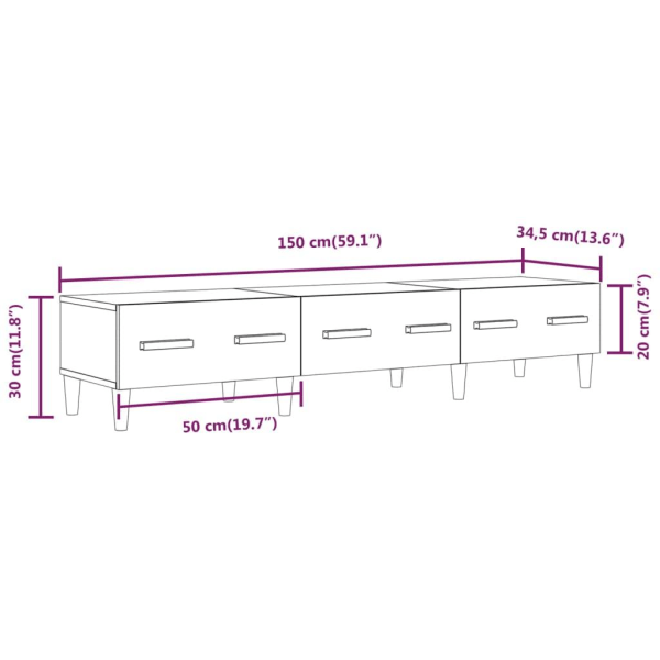 vidaXL Tv-bänk grå sonoma 150x34,5x30 cm konstruerat trä Grå