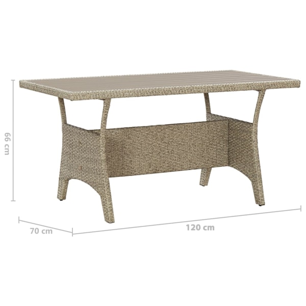 vidaXL Trädgårdsbord grå 120x70x66 cm konstrotting grå
