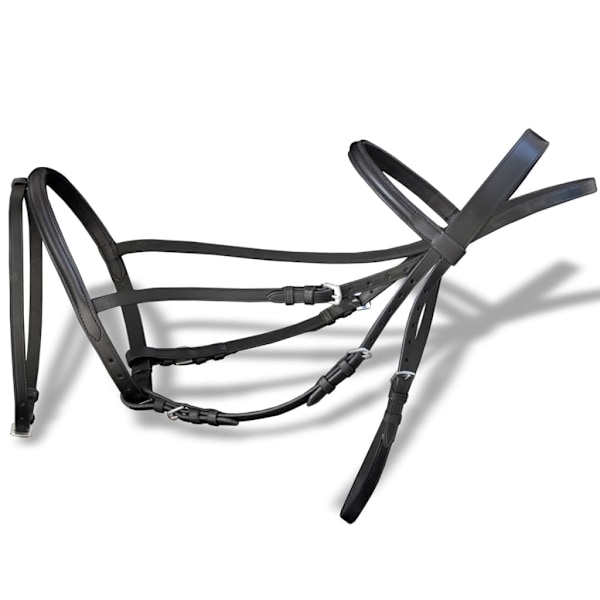 vidaXL Aachengrimma med bett och tyglar svart läder cob Svart