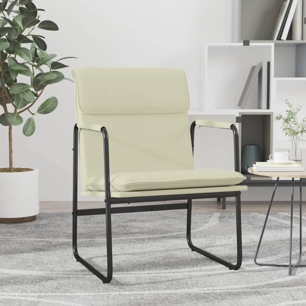 vidaXL Loungestol gräddvit 55x64x80 cm konstläder Kräm