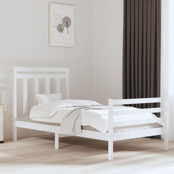 vidaXL Sängram vit massivt trä 100x200 cm Vit