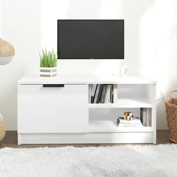 vidaXL Tv-bänk vit högglans 80x35x36,5 cm konstruerat trä Vit