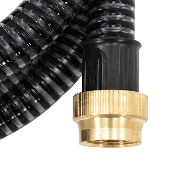 vidaXL Sugslang med kopplingar mässing svart 1,1" 5 m PVC Svart