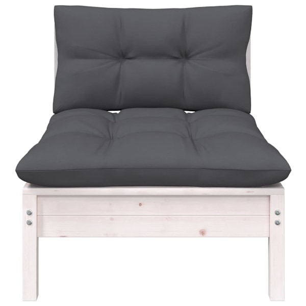 vidaXL Loungegrupp med dynor 3 delar vit massiv furu Vit