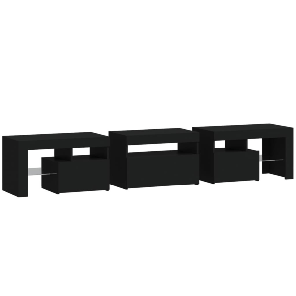 vidaXL Tv-bänk med LED-belysning svart 200x36,5x40 cm Svart