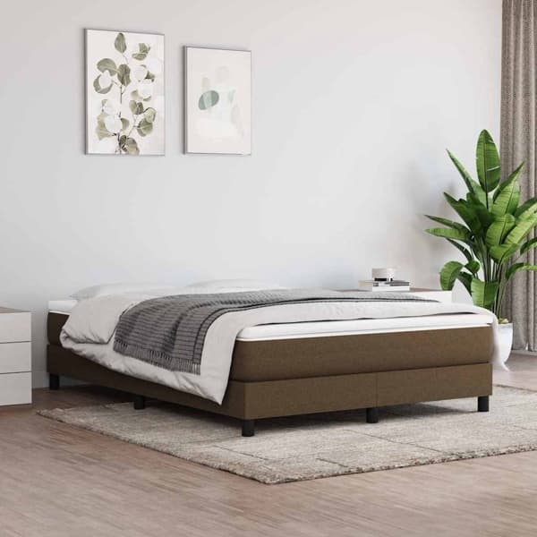 vidaXL Boxspring-sängram mörkbrun 140x200 cm tyg Brun