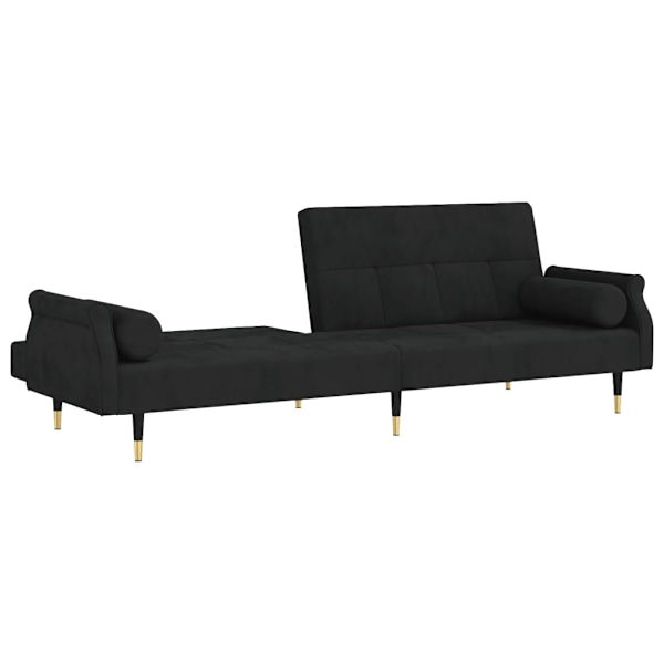vidaXL Bäddsoffa med dynor svart sammet Svart