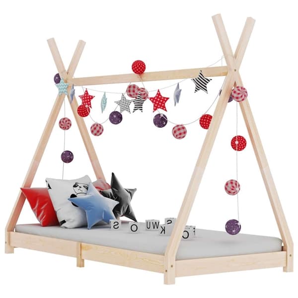 vidaXL Barnsäng massiv furu 90x200 cm Brun