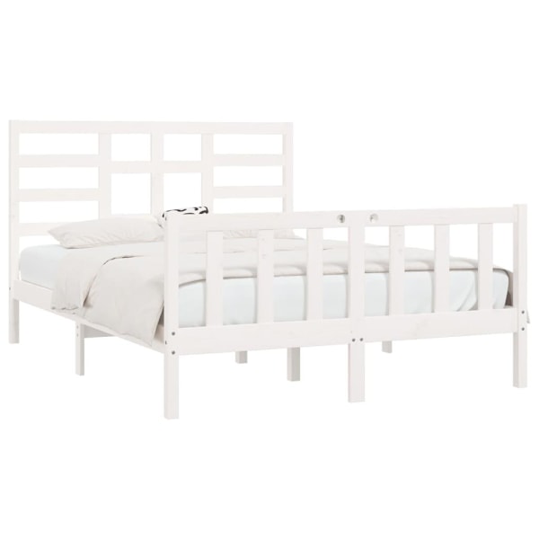 vidaXL Sängram vit massiv furu 120x200 cm Vit