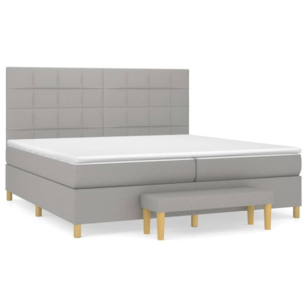 vidaXL Ramsäng med madrass ljusgrå 200x200 cm tyg Grå