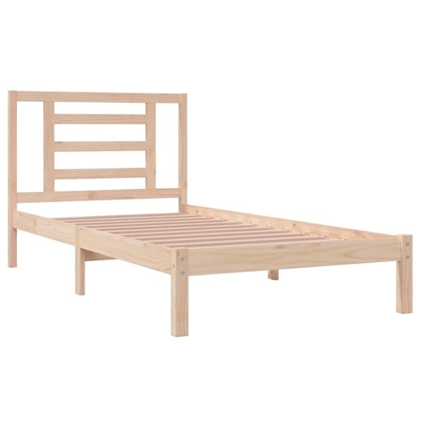 vidaXL Sängram massiv furu 90x200 cm Brun