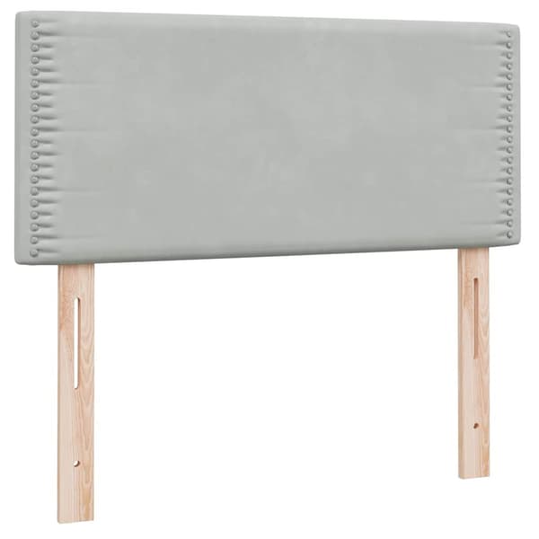 vidaXL Resårsäng med madrass ljusgrå 90x220 cm sammet Grå