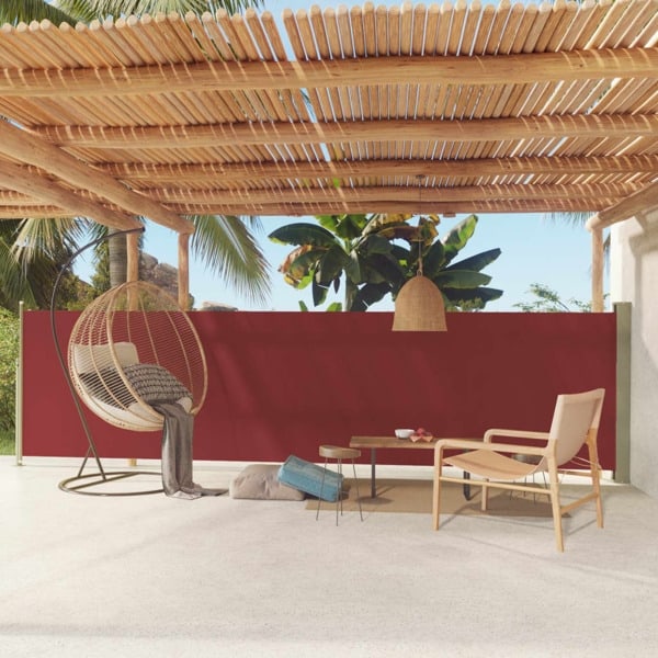vidaXL Infällbar sidomarkis 140x600 cm röd Röd