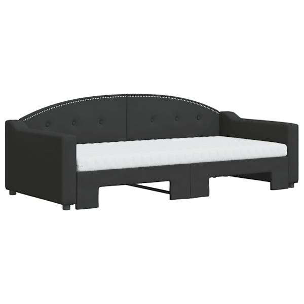 vidaXL Dagbädd med extrabädd och madrasser svart 90x190 cm tyg Svart