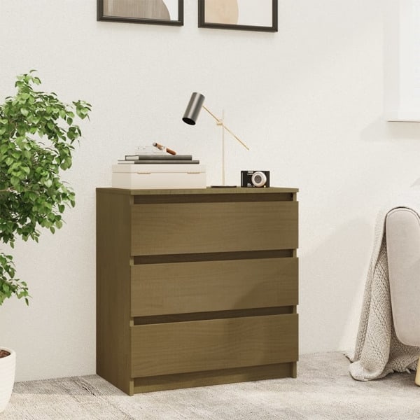vidaXL Sängbord honungsbrun 60x36x64 cm massiv furu Brun