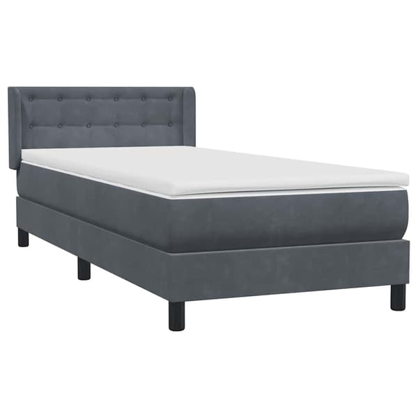 vidaXL Ramsäng med madrass mörkgrå 80x220 cm sammet Grå