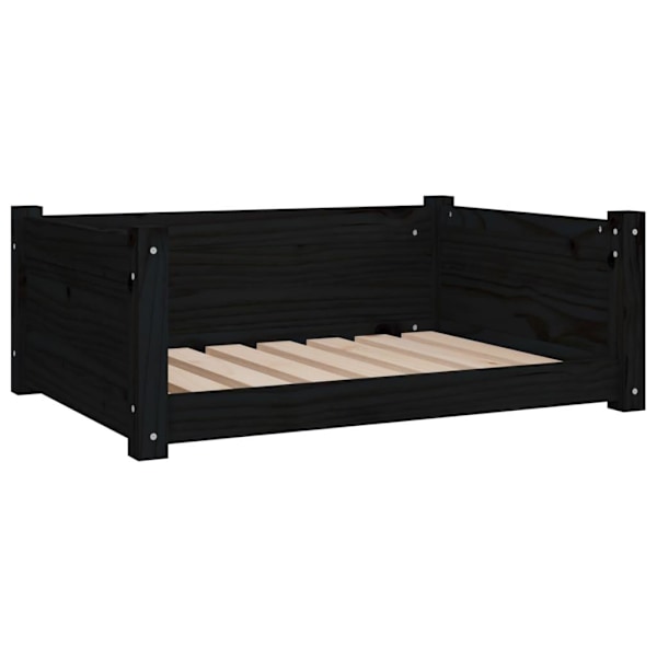 vidaXL Hundbädd svart 75,5x55,5x28 massiv furu Svart