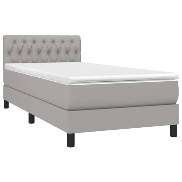vidaXL Ramsäng med madrass ljusgrå 90x200 cm tyg Grå