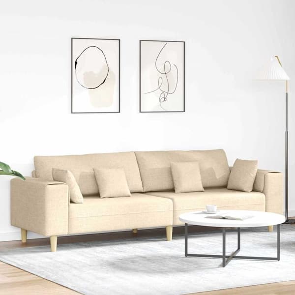 vidaXL Soffa Kräm 250 x 77 x 76 cm tyg Grädde