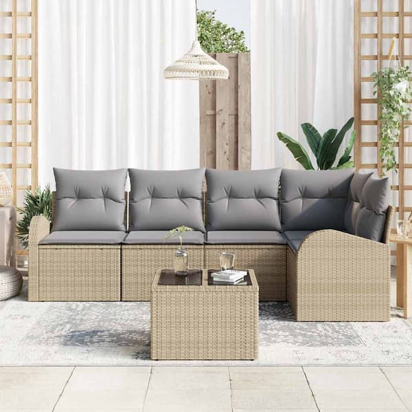 vidaXL Soffset 6 st Beige Polyester Beige