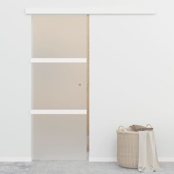 vidaXL Skjutdörr med mjukstopp ESG-glas och aluminium 76x205 cm Silver