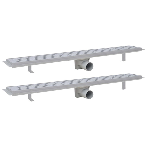 vidaXL Avlång golvbrunn 2 st rak rostfritt stål 830x140 mm