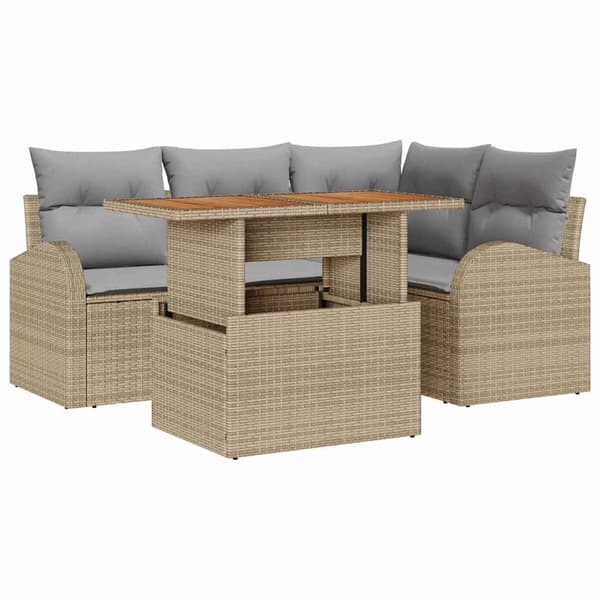 vidaXL Trädgårdsoffset 5 st beige och ljusgrå Beige