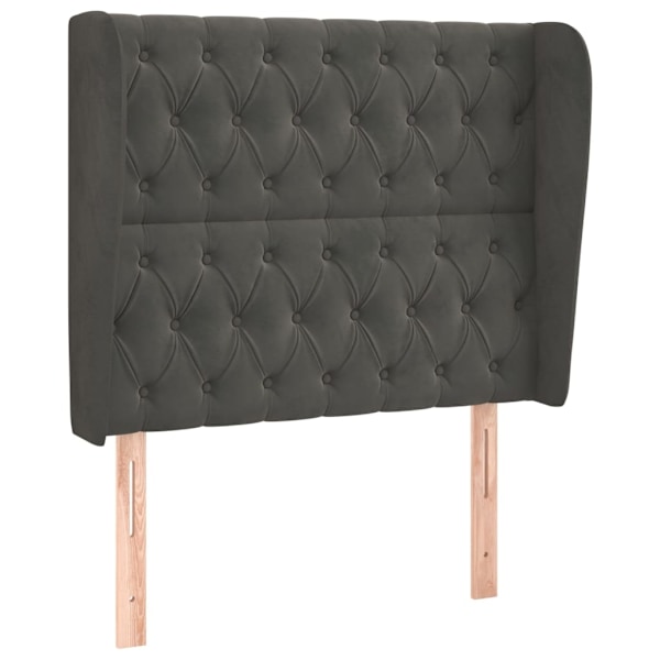 vidaXL Sänggavel med kanter mörkgrå 93x23x118/128 cm sammet Grå