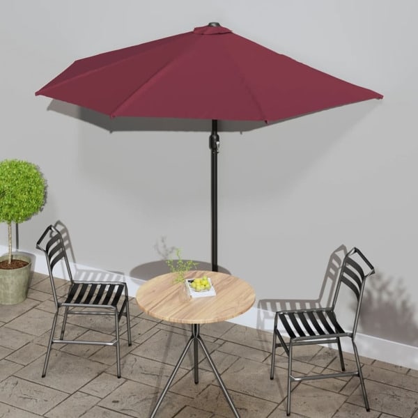 vidaXL Balkongparasoll aluminiumstång vinröd 270x144x222 cm halv Röd