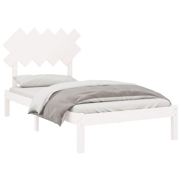 vidaXL Sängram vit 100x200 cm massivt trä Vit