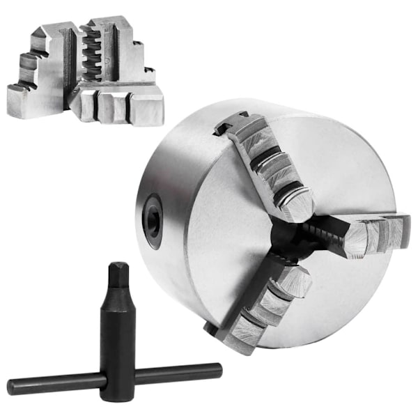 vidaXL 3-backs självjusterande svarvchuck 100 mm stål