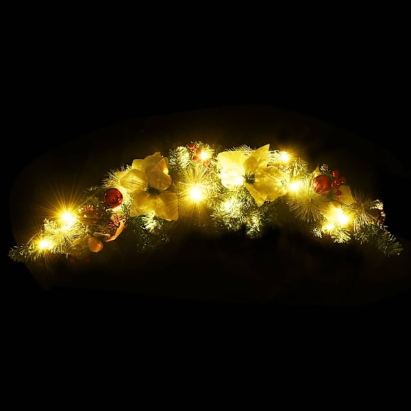 vidaXL Julbåge med LED grön 90 cm PVC Grön