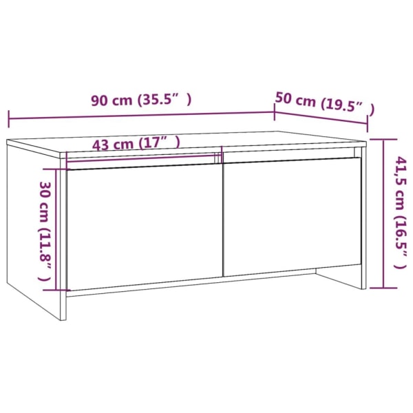 vidaXL Soffbord vit högglans 90x50x41,5 cm konstruerat trä Vit