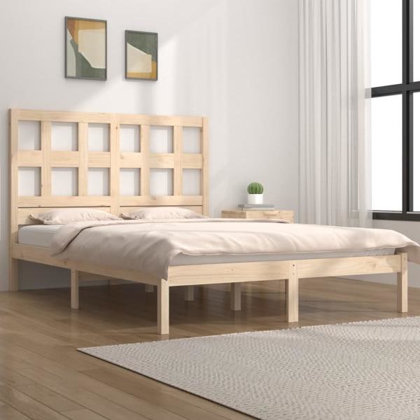 vidaXL Sängram massiv furu 180x200 cm Brun
