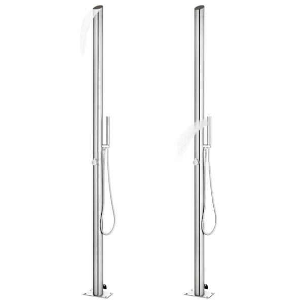 vidaXL Trädgårdsdusch med brunt golv 225 cm rostfritt stål Brun